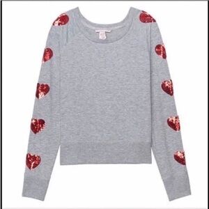 Victoria's Secret Grey Heather Heart Lounge Sweatshirt Small
